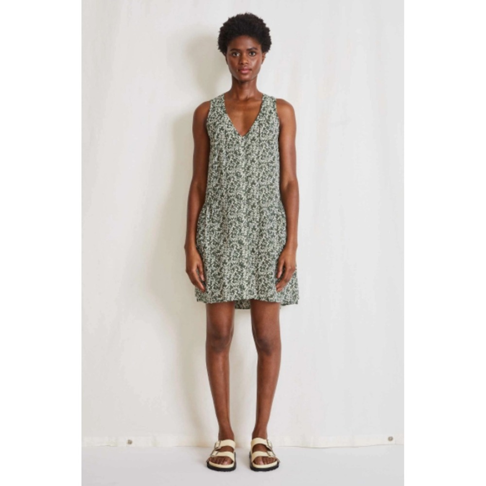 Apiece Apart Rosarito Mini A-line Dress Small Deep Sage Floral Organic Cotton‎